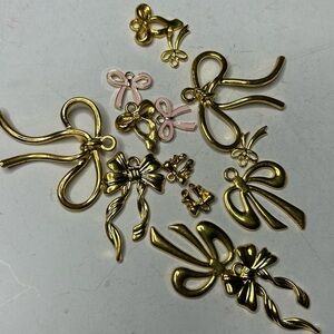 Gold Bow Charms for Jewelry DIY